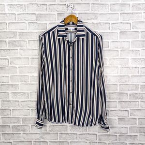 REISS Men's Button up Keanu Striped Shirt Blue Stripes 100% Viscose size Medium